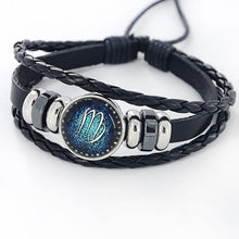 Load image into Gallery viewer, Fashion Zodiac Leather Bracelet With Charm Stone