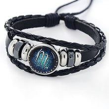 Load image into Gallery viewer, Fashion Zodiac Leather Bracelet With Charm Stone