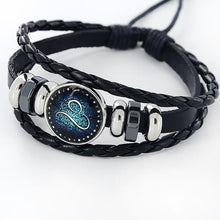 Load image into Gallery viewer, Fashion Zodiac Leather Bracelet With Charm Stone