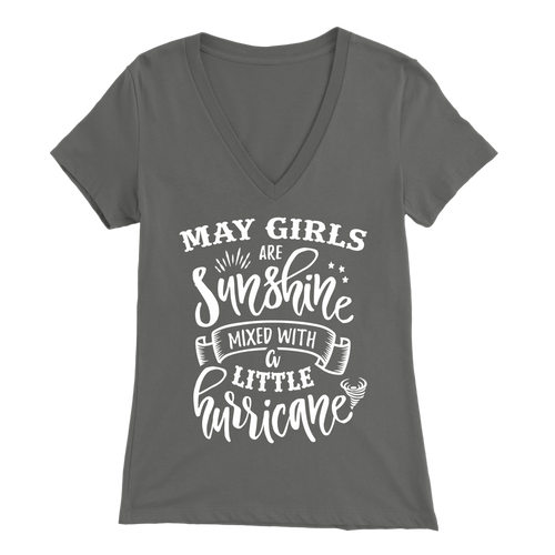 May Girls Are Sunshine Mixed With A Little Hurricane V-Neck T-Shirt