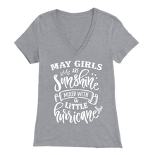Load image into Gallery viewer, May Girls Are Sunshine Mixed With A Little Hurricane V-Neck T-Shirt