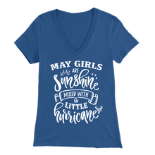 Load image into Gallery viewer, May Girls Are Sunshine Mixed With A Little Hurricane V-Neck T-Shirt