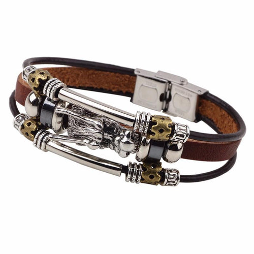 Tibetan Silver Leather Bracelet