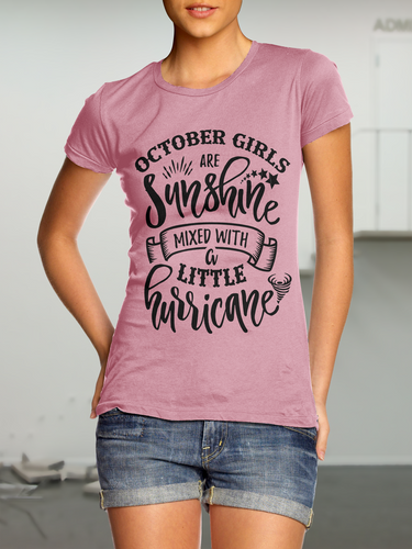 October Girls Shirt, Autumn Shirts Women, Birthday T Shirts, AutumnTops, Beach T Shirts, Sunshine Mixed with a Little Hurricane
