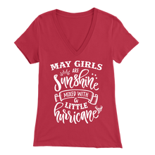 Load image into Gallery viewer, May Girls Are Sunshine Mixed With A Little Hurricane V-Neck T-Shirt