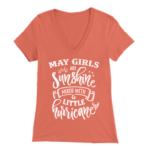 Load image into Gallery viewer, May Girls Are Sunshine Mixed With A Little Hurricane V-Neck T-Shirt