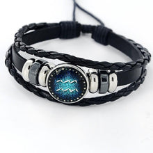 Load image into Gallery viewer, Fashion Zodiac Leather Bracelet With Charm Stone