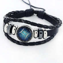 Load image into Gallery viewer, Fashion Zodiac Leather Bracelet With Charm Stone