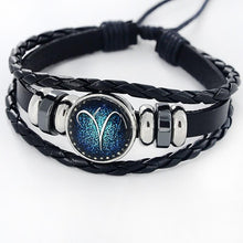 Load image into Gallery viewer, Fashion Zodiac Leather Bracelet With Charm Stone