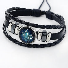 Load image into Gallery viewer, Fashion Zodiac Leather Bracelet With Charm Stone