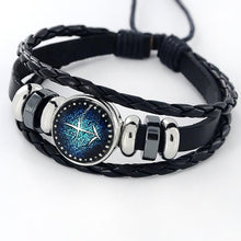 Load image into Gallery viewer, Fashion Zodiac Leather Bracelet With Charm Stone