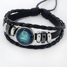 Load image into Gallery viewer, Fashion Zodiac Leather Bracelet With Charm Stone