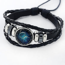Load image into Gallery viewer, Fashion Zodiac Leather Bracelet With Charm Stone