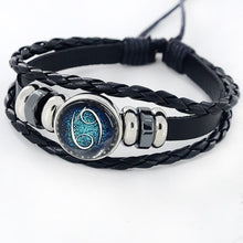 Load image into Gallery viewer, Fashion Zodiac Leather Bracelet With Charm Stone