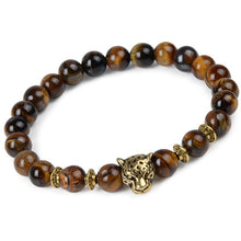 Load image into Gallery viewer, Leopard Tiger Eye Lion Head Bracelet