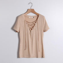 Load image into Gallery viewer, Summer Fashion Short Sleeve Sexy Deep V Neck  T-shirt For  Women