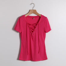 Load image into Gallery viewer, Summer Fashion Short Sleeve Sexy Deep V Neck  T-shirt For  Women