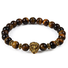 Load image into Gallery viewer, Leopard Tiger Eye Lion Head Bracelet