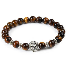 Load image into Gallery viewer, Leopard Tiger Eye Lion Head Bracelet