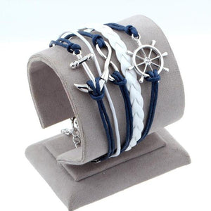 Vintage Bird Owls Anchor Bracelet
