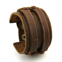 Load image into Gallery viewer, Lovely Leather Cuff Double Wide Bracelet