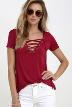 Load image into Gallery viewer, Summer Fashion Short Sleeve Sexy Deep V Neck  T-shirt For  Women