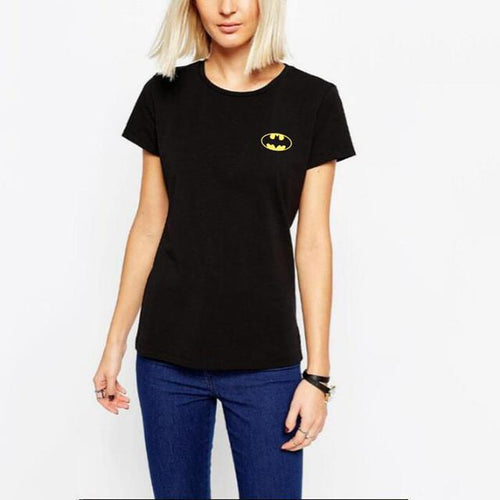 New Women T-Shirt Little Batman Black Print Funny Casual