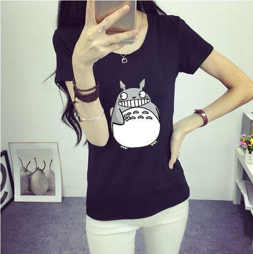 New Women T-Shirt Totoro Black Color