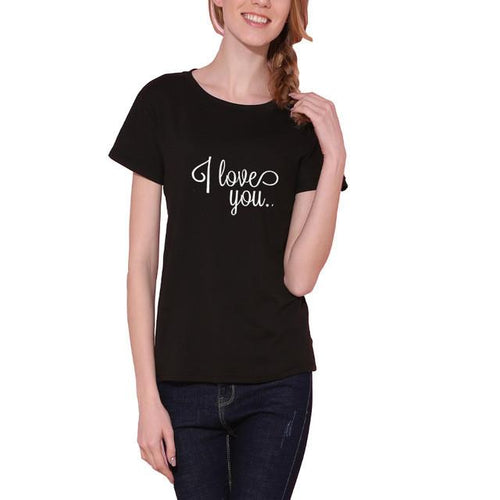 New Women T-Shirt I Love You Print