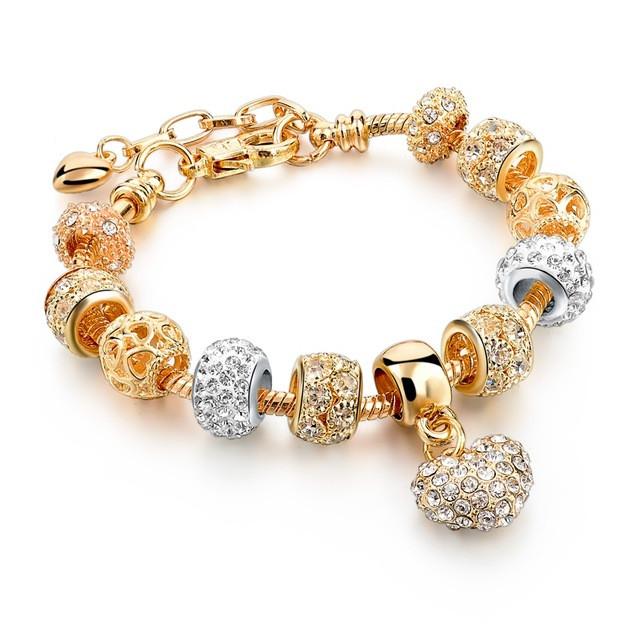 Crystal Heart Charm Bracelet