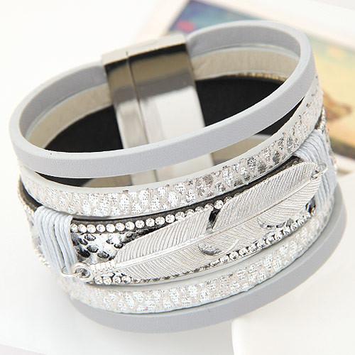Lovely Alloy Feather Leaves Bracelet