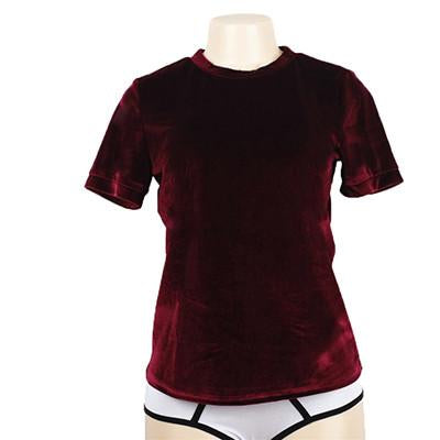 Spring Summer Cotton Velvet T-Shirt Red Color