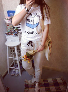 T-Shirt Women Summer Fashion Japanese Cute Soft Milk Box