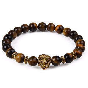 Leopard Tiger Eye Lion Head Bracelet