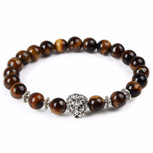Load image into Gallery viewer, Leopard Tiger Eye Lion Head Bracelet