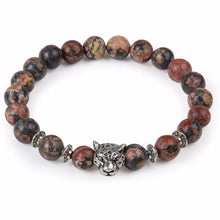Load image into Gallery viewer, Leopard Tiger Eye Lion Head Bracelet