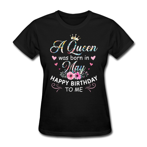 A Queen Was Born In May Shirts Women, Birthday T Shirts, Summer Tops, Beach T Shirts - black