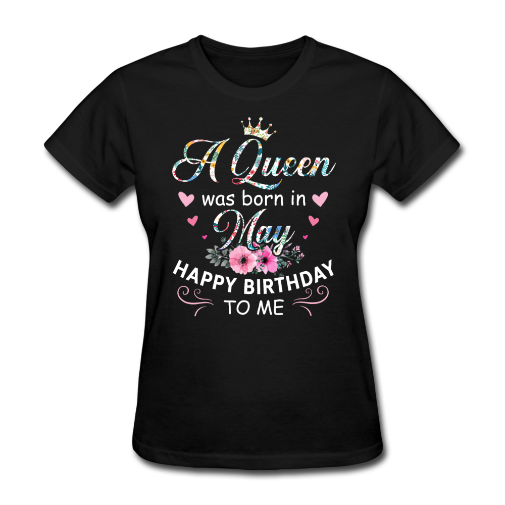 A Queen Was Born In May Shirts Women, Birthday T Shirts, Summer Tops, Beach T Shirts - black