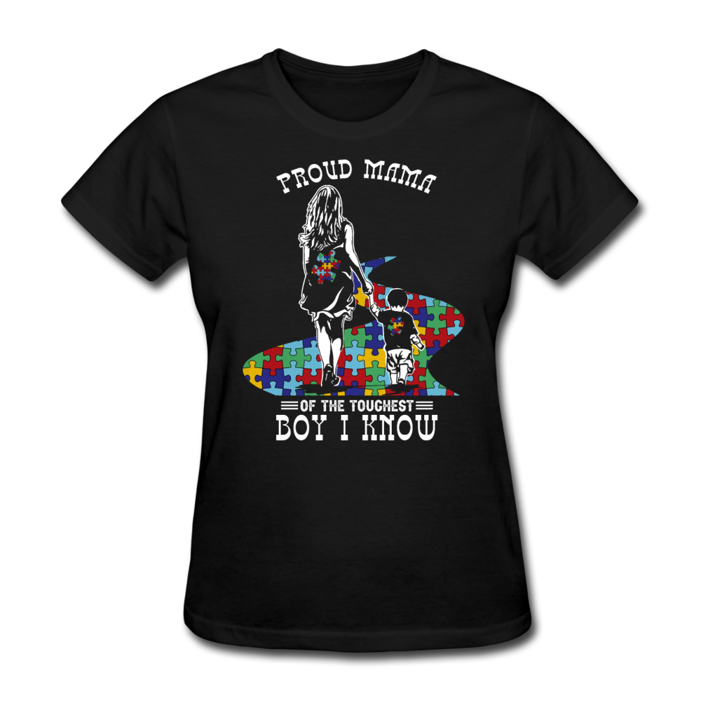 Proud Mama Of The Toughest Boy I Know - Autism Awereness T-Shirts Men, Woman, Kids Birthday T Shirts, Summer Tops, Beach T Shirts - black