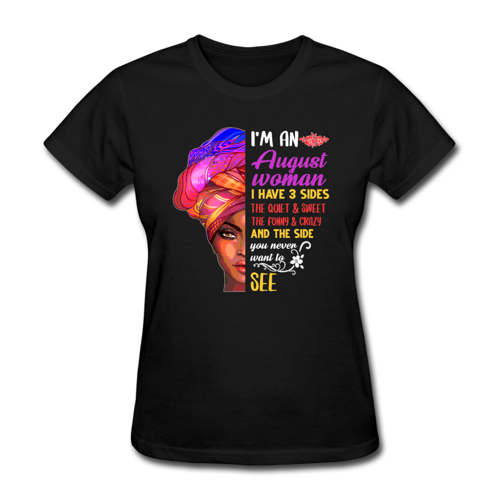 I Am An August Woman Shirts Women, Birthday T Shirts, Summer Tops, Beach T Shirts - black