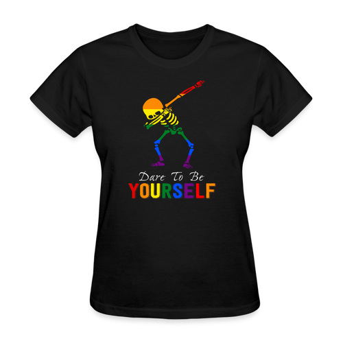 Dare To Be Yourself LGBT Dabbing Skeleton - LGBT Shirts Men, Woman Birthday T Shirts, Summer Tops, Beach T Shirts - black
