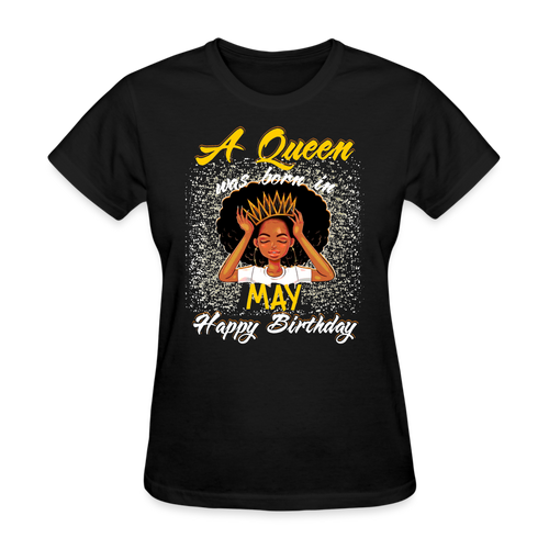 A Queen Was Born In May Shirts Women, Birthday T Shirts, Summer Tops, Beach T Shirts - black