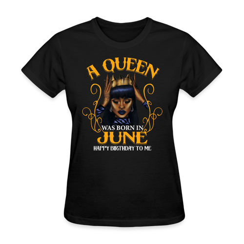 A Queen Was Born In June Shirts Women, Birthday T Shirts, Summer Tops, Beach T Shirts - black
