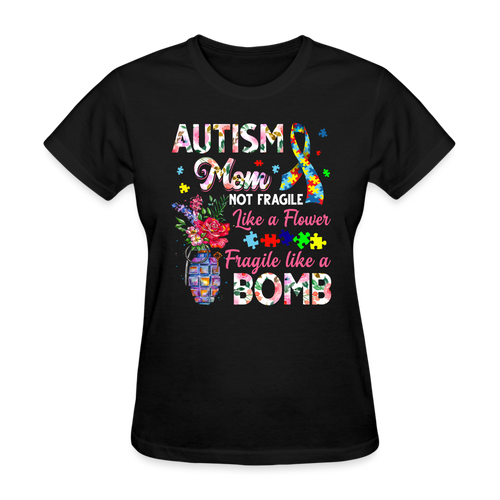 Autism Mom Fragile Like A Bomb - Autism Awereness T-Shirts Men, Woman, Kids Birthday T Shirts, Summer Tops, Beach T Shirts - black