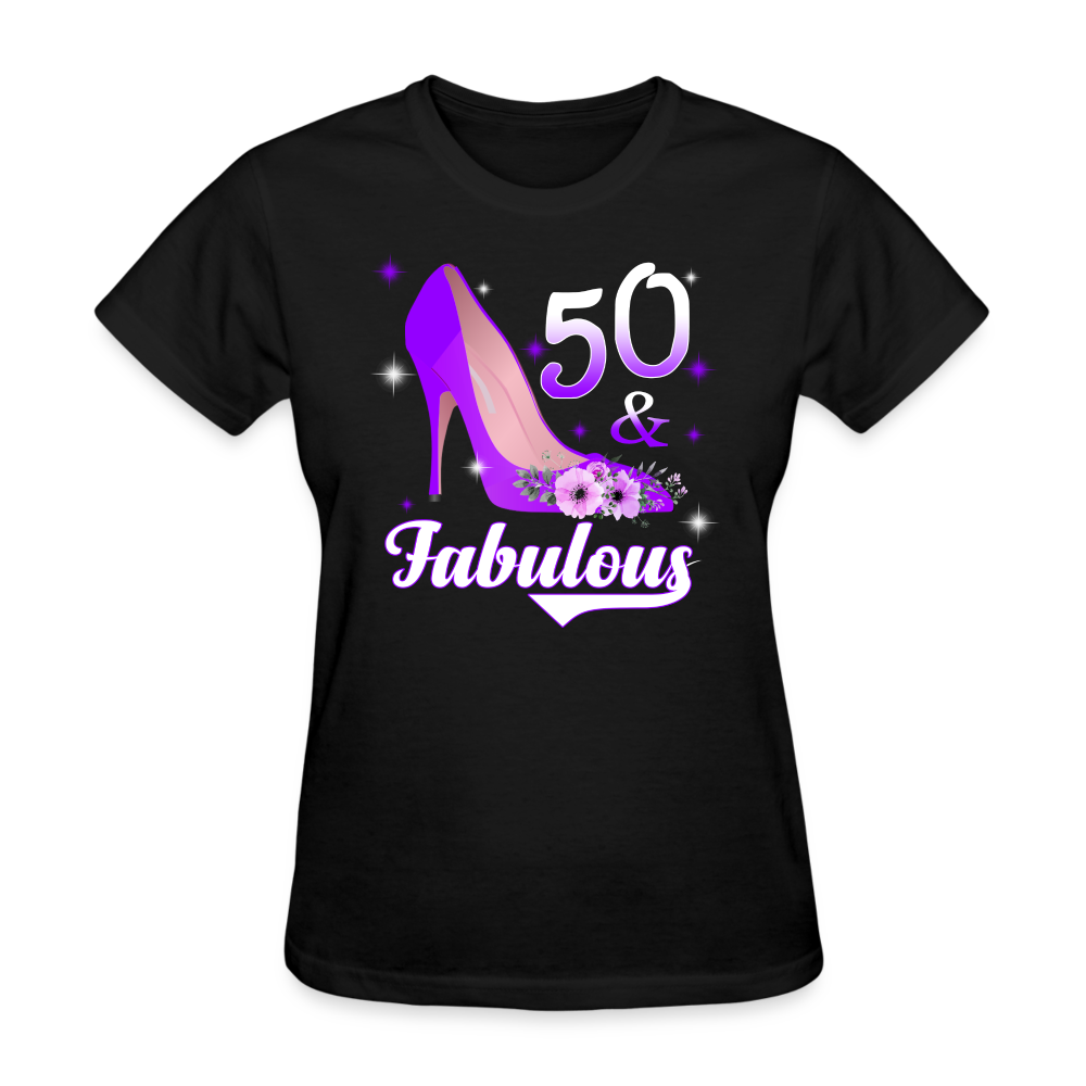 50 And Fabulous - Shirts Women, Birthday T Shirts, Summer Tops, Beach T Shirts - black