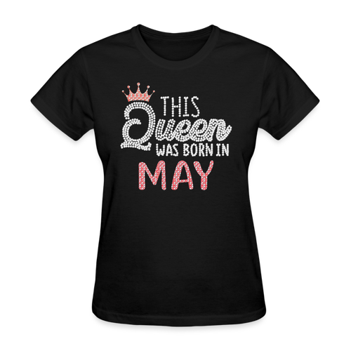 This Queen Was Born In May Shirts Women, Birthday T Shirts, Summer Tops, Beach T Shirts - black
