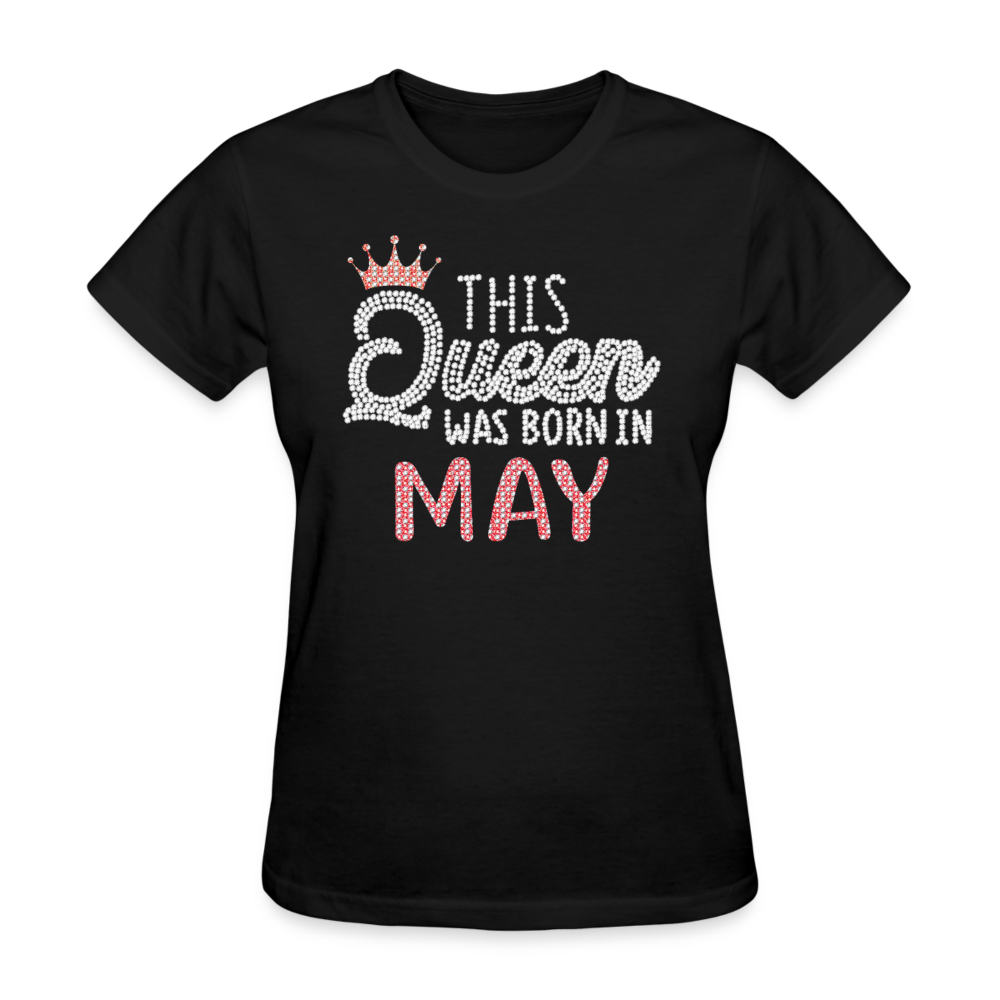 This Queen Was Born In May Shirts Women, Birthday T Shirts, Summer Tops, Beach T Shirts - black