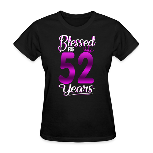 Blessed For 52 Years - Shirts Women, Birthday T Shirts, Summer Tops, Beach T Shirts - black
