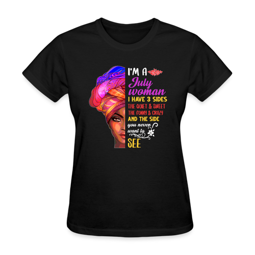 I Am A July Woman Shirts Women, Birthday T Shirts, Summer Tops, Beach T Shirts - black
