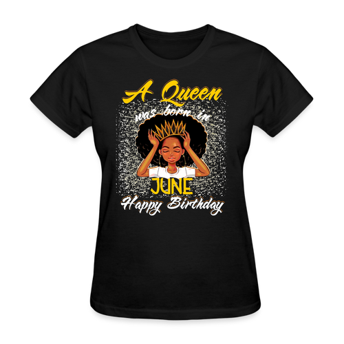 A Queen Was Born In June Shirts Women, Birthday T Shirts, Summer Tops, Beach T Shirts - black